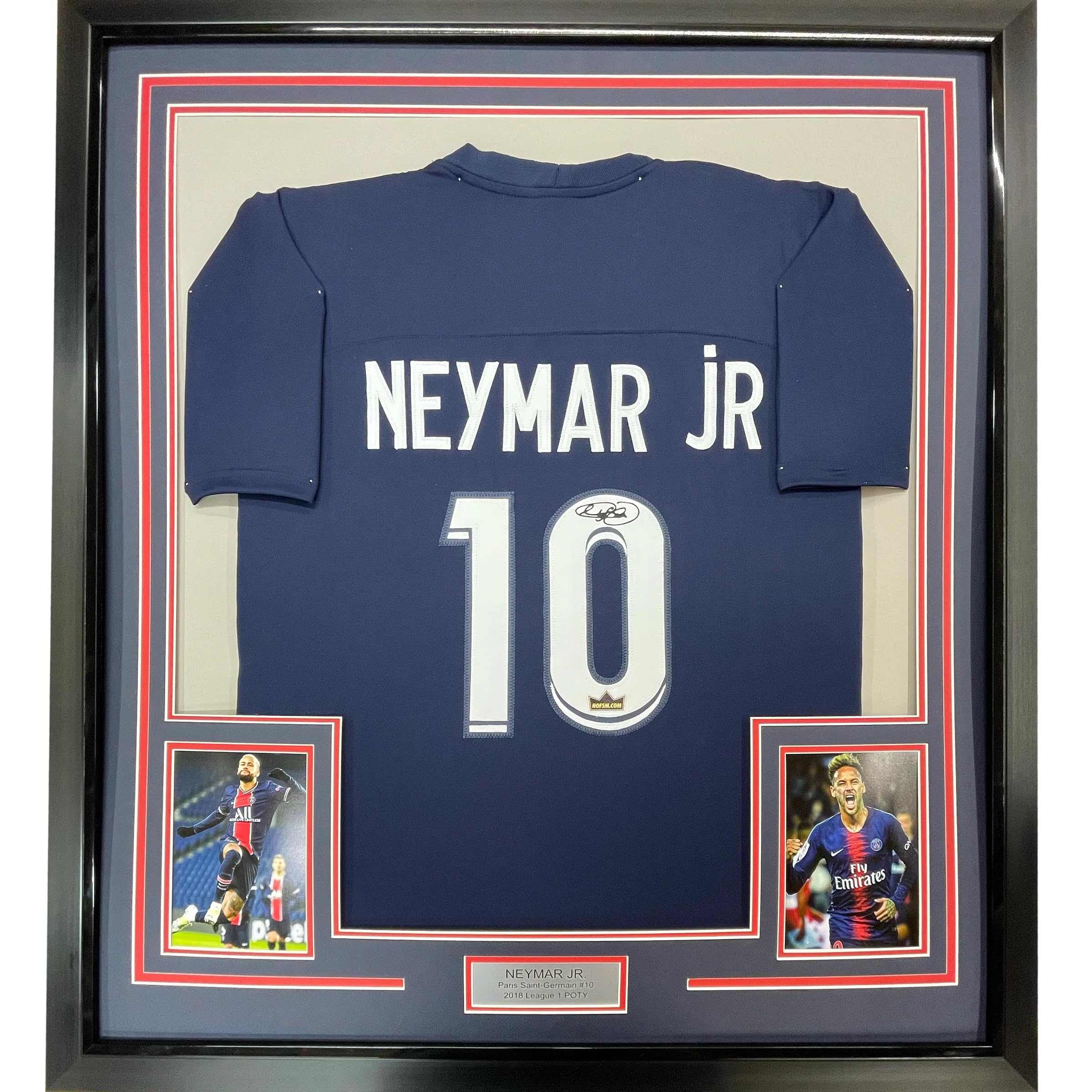 Framed Facsimile Autographed Neymar Jr. 35x39 PSG Blue Reprint